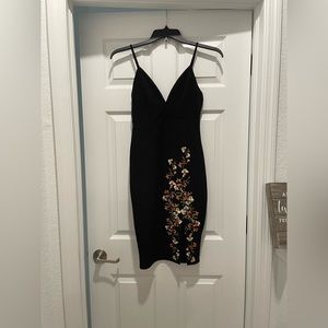 Black Floral Cocktail Dress Size Medium